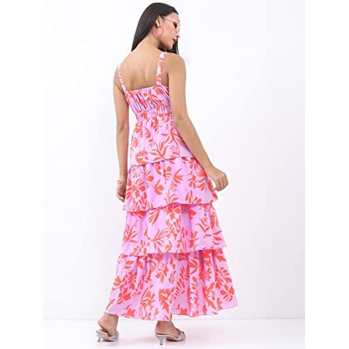 Ketch Women's Polyester A-Line Maxi Casual Dress (Khj6000236_Lilac