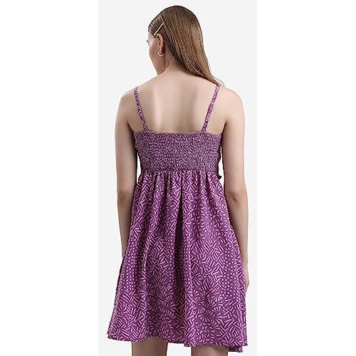 Ketch Polyester Womens Western Casual Fit Dress Standard Length (Khj6000245_Lavender_S)