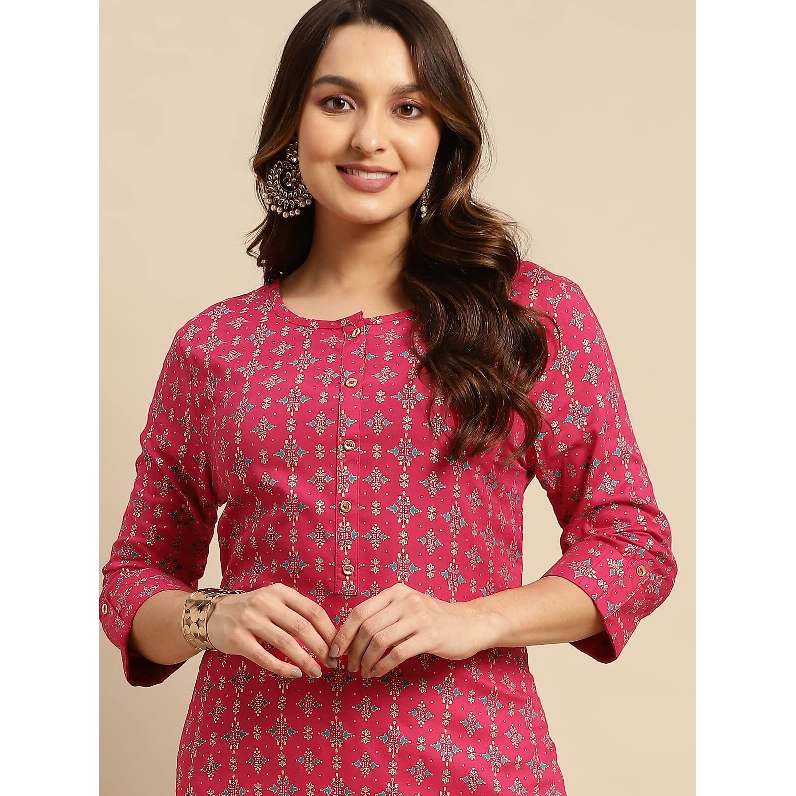 Rangita Pink Rayon Calf Length Printed Straight Kurti For Women | Kurta For Women_2Xl