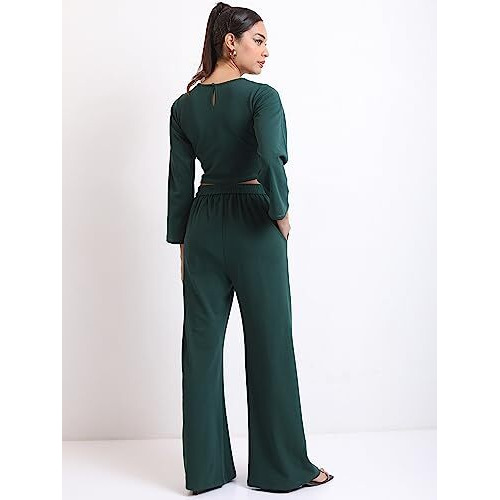 Ketch Polyester Blend Women Western Casual Fit Co-Ord Set Standard Length Playwear Dress (Khce000063_Teal_Xl)
