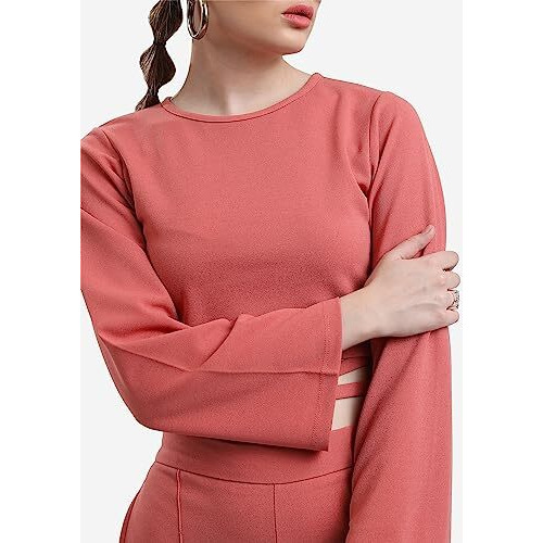 Ketch Polyester Blend Women Western Casual Fit Co-Ord Set Standard Length Playwear Dress (Khce000064_Pink_S)