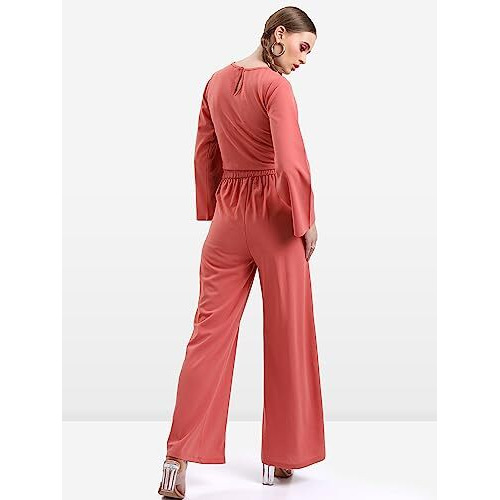 Ketch Polyester Blend Women Western Casual Fit Co-Ord Set Standard Length Playwear Dress (Khce000064_Pink_S)