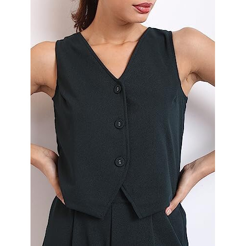 Ketch Polyester Blend Women Western Casual Fit Co-Ord Set Standard Length Playwear Dress (Khce000066_Teal. _Xl)