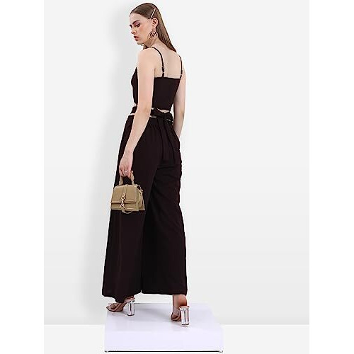 Ketch Women Polyester Blend Solid Western Casual Fit Co-Ord Set Standard Length Playwear Dress (Khce000074_Plum_M)