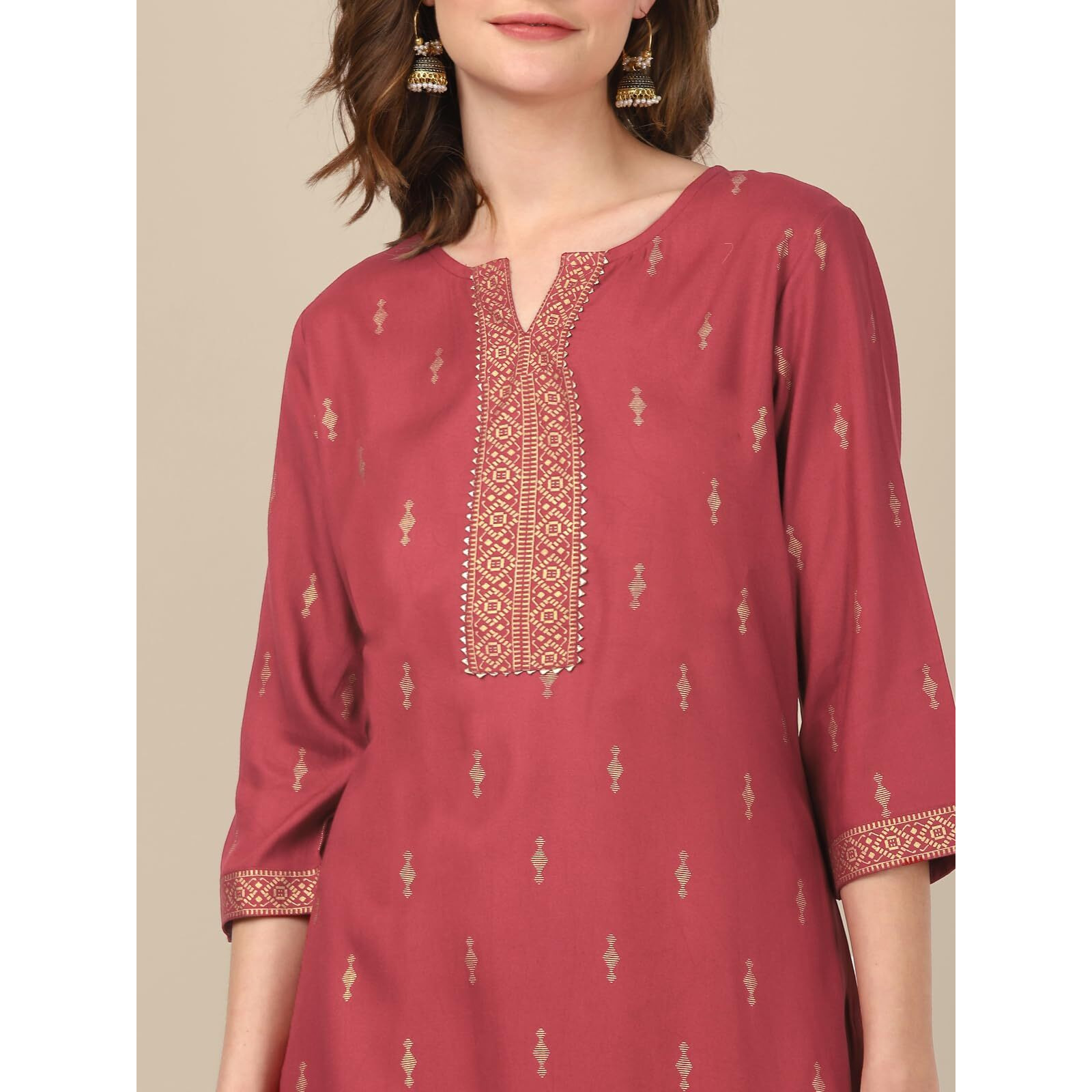 Rangita Maroon Rayon Knee Length Printed Straight Kurti For Women | Kurta For Women_2Xl