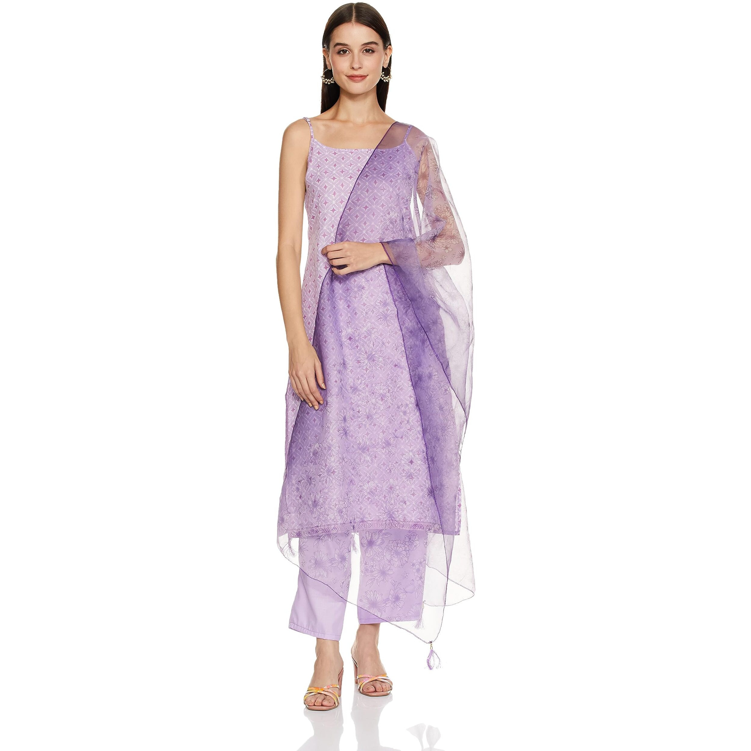 Ketch Women's Polyester Kurta&Duppata&Palazzo (Khk3000688_Laveder