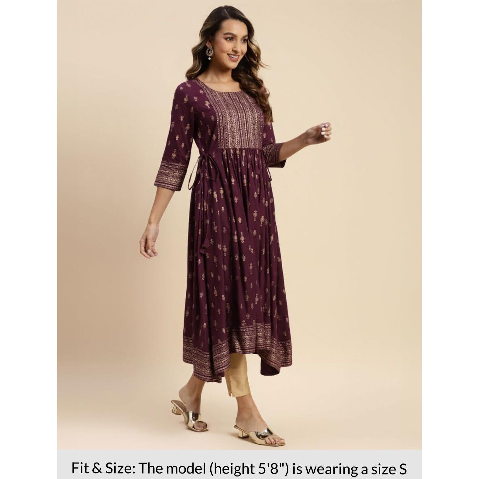 Rangita Wine Rayon Calf Length Printed Anarkali Kurti For Women | Kurta For Women_2Xl