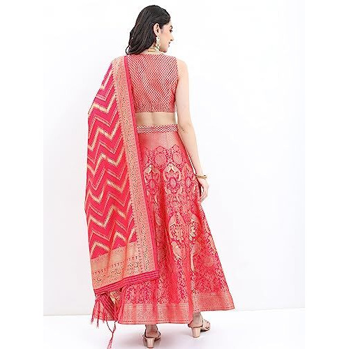 Ketch Women's Polyester Floral Ethnic Set (Khk3000709_Pink_S)