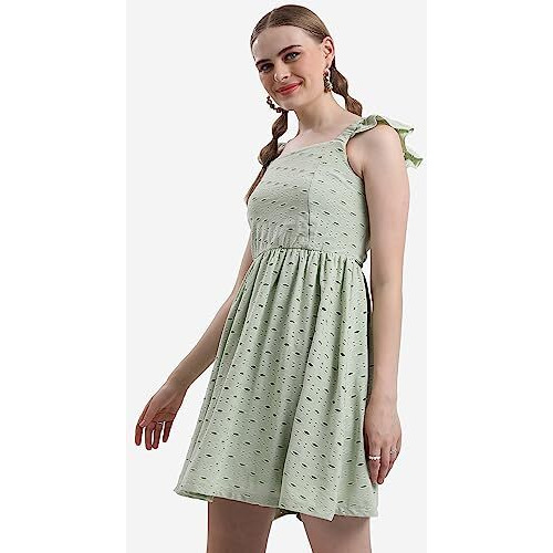 Ketch Polyester Blend Womens Western Casual Fit Dress Standard Length (Khj6000264_Olive_S)