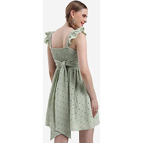 Ketch Polyester Blend Womens Western Casual Fit Dress Standard Length (Khj6000264_Olive_S)