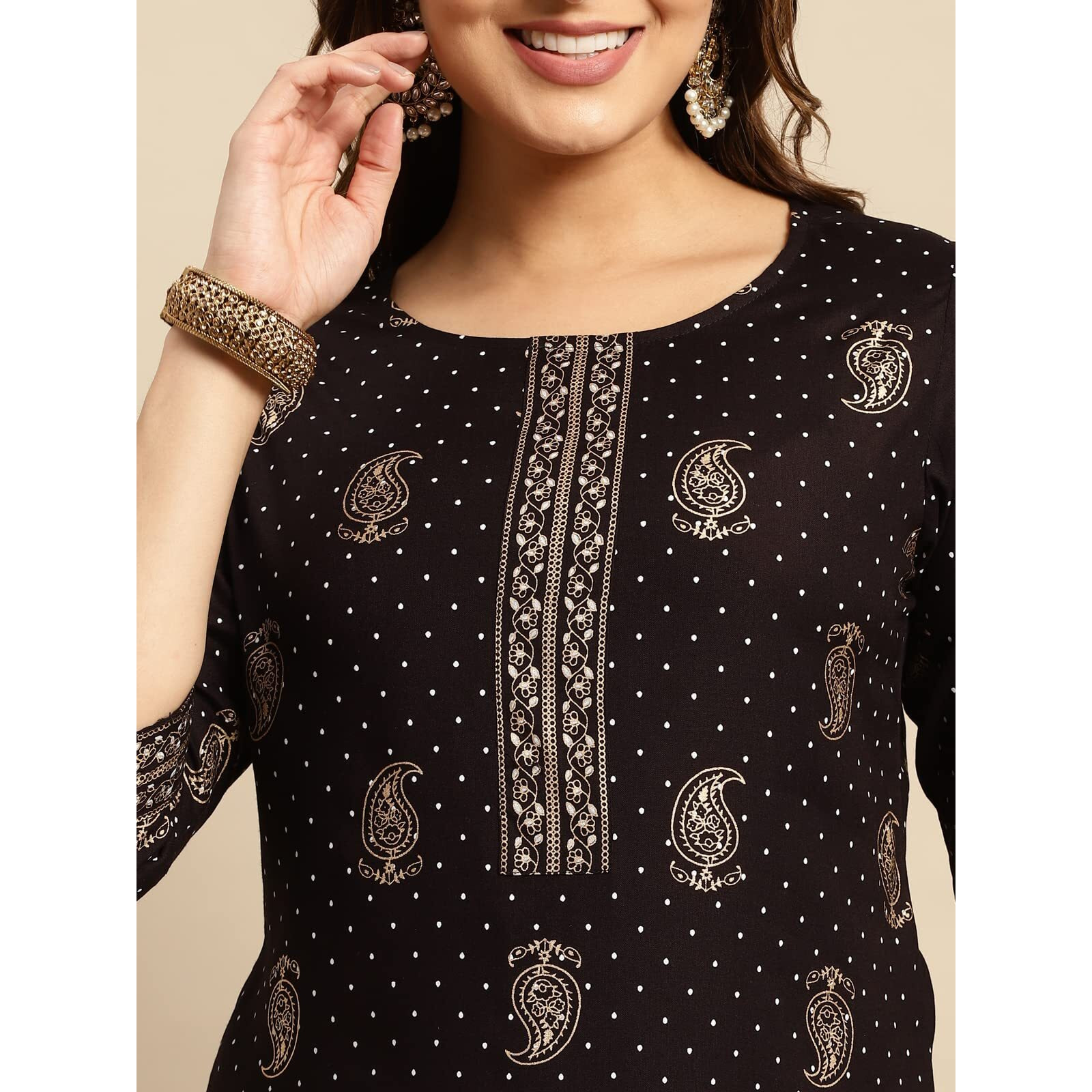 Rangita Black Rayon Knee Length Printed Straight Kurti For Women | Kurta For Women_2Xl