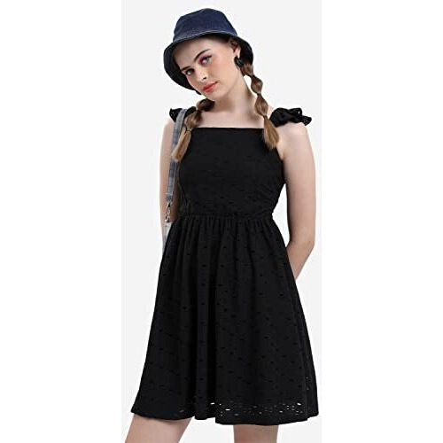 Ketch Polyester Blend Womens Sleeveless Casual Fit Dress Knee-Length Khj6000265_Black