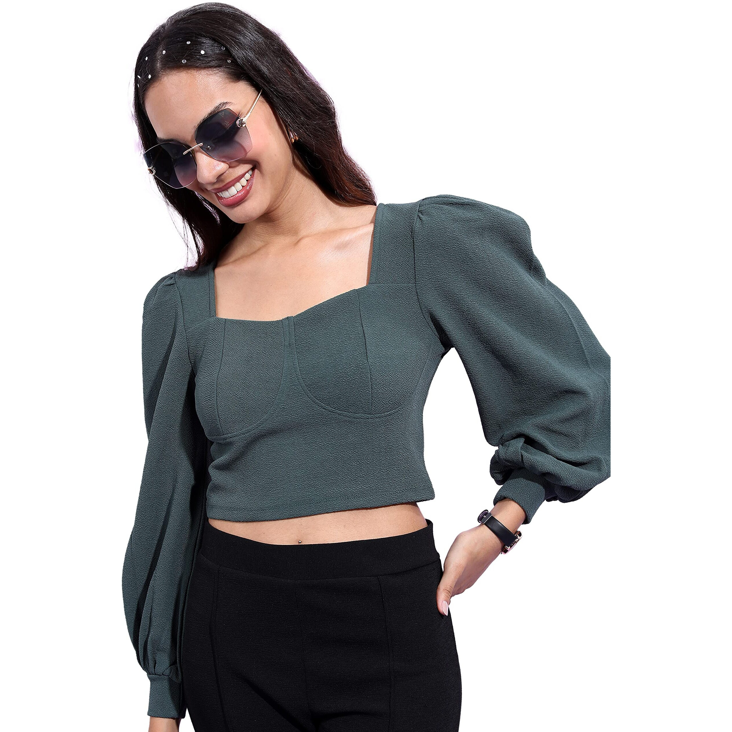 Ketch Women's Regular Fit Dress Shirt (Khtp000196_Green