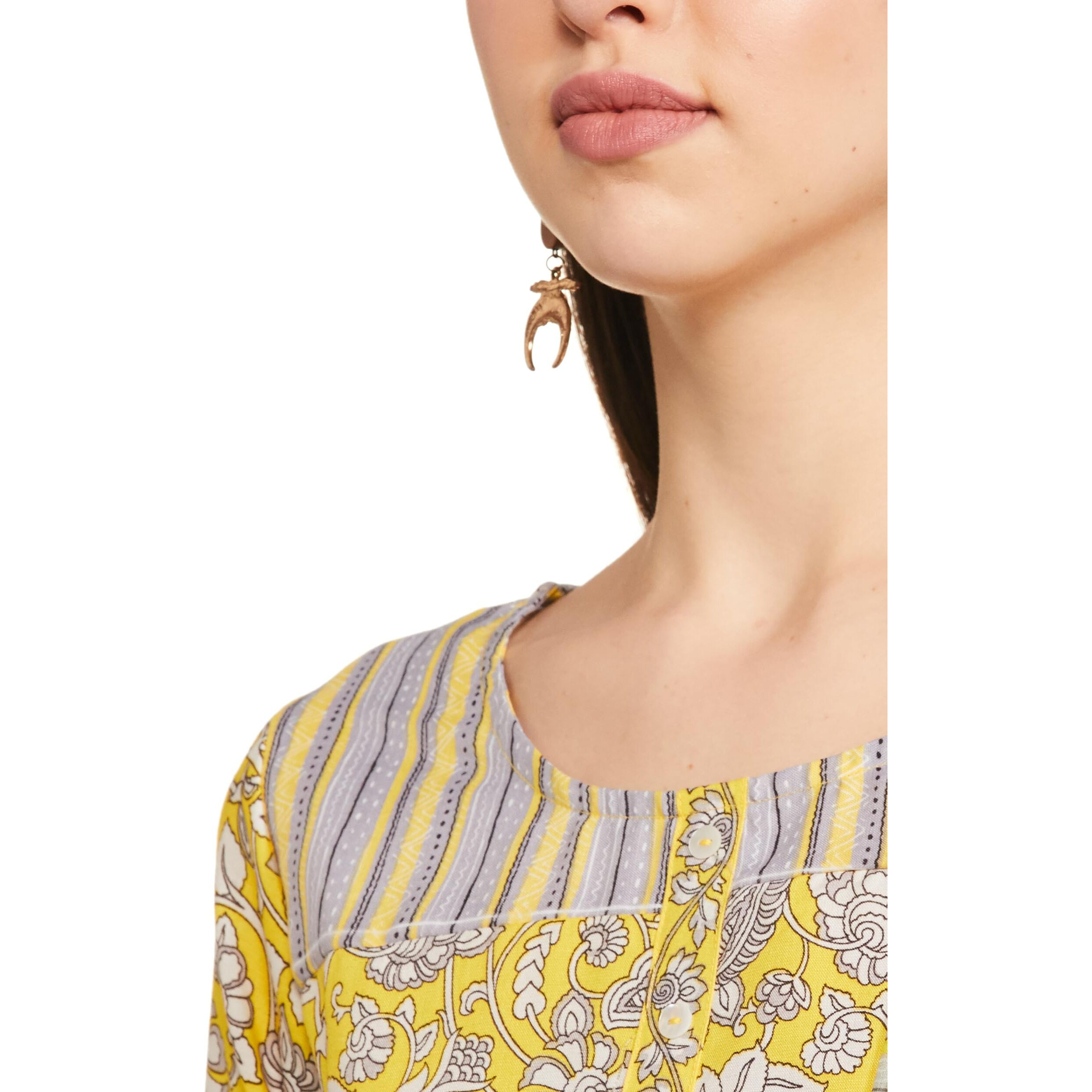 Ketch Women's Polyester Kurta&Duppata&Palazzo (Khk3000733_Yellow/Grey