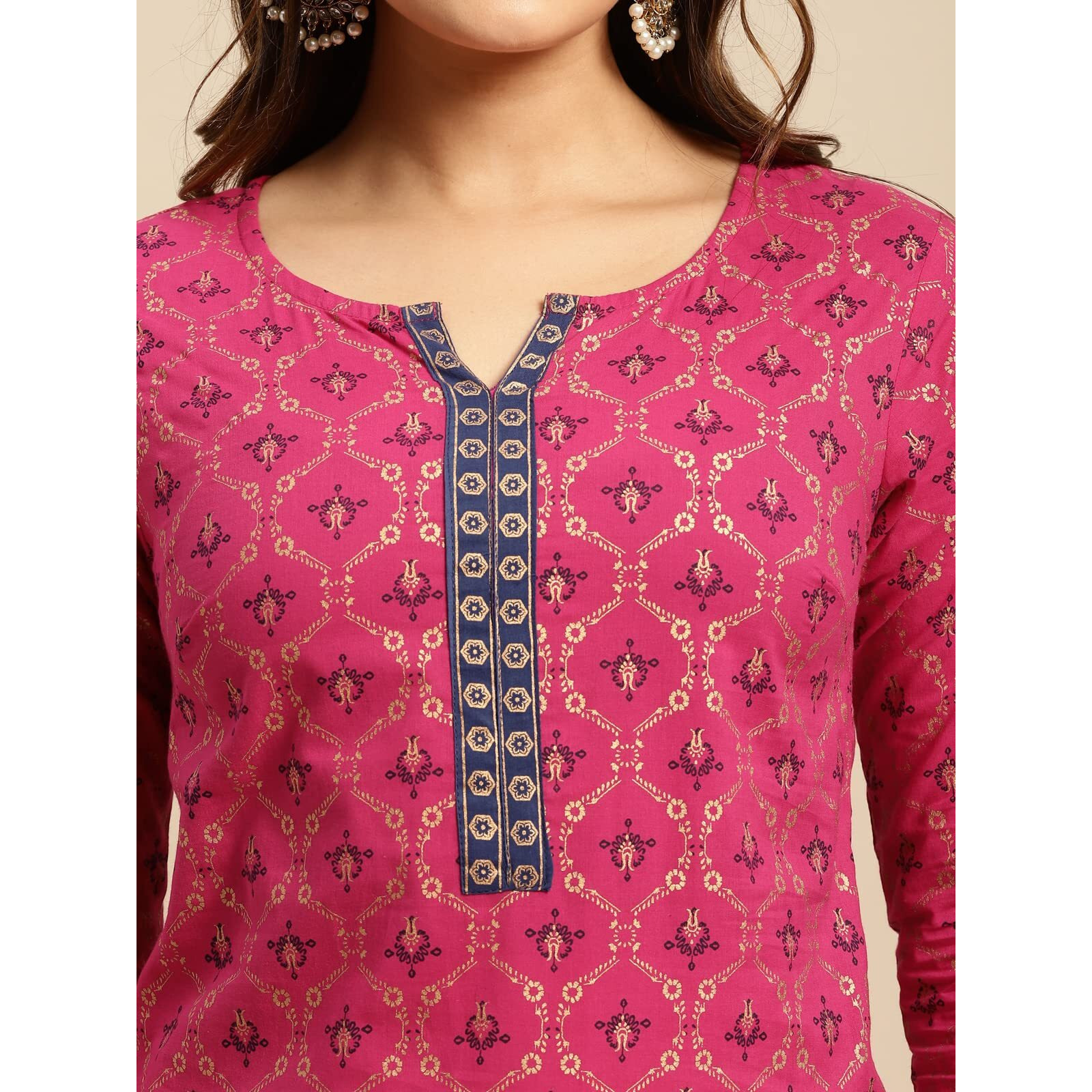 Rangita Pink Cotton Knee Length Printed Straight Kurti For Women | Kurta For Women_4Xl