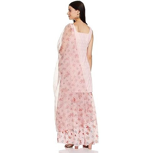 Ketch Women's Polycotton Tunic Sharara And Dupatta (Khk3000753_Pink
