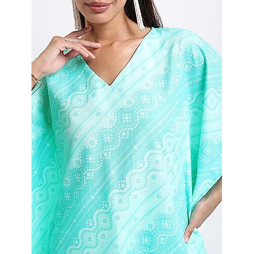 Ketch Women's Polyester Ethnic Set (Khk3000759_Dusty Aqua_L)