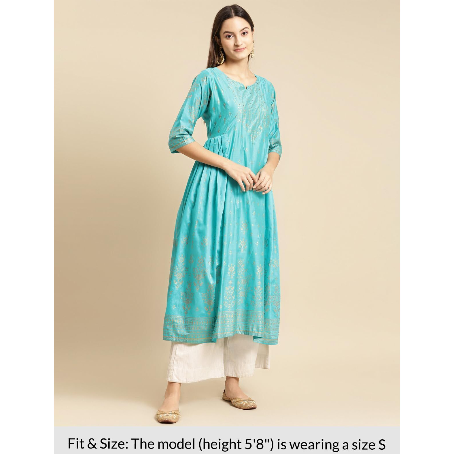 Rangita Turquoise Viscose Calf Length Printed Anarkali Kurti For Women | Kurta For Women_3Xl