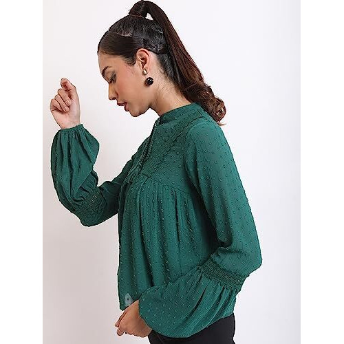 Ketch Women's Regular Fit Dress Shirt (Khtp000205_Green M)