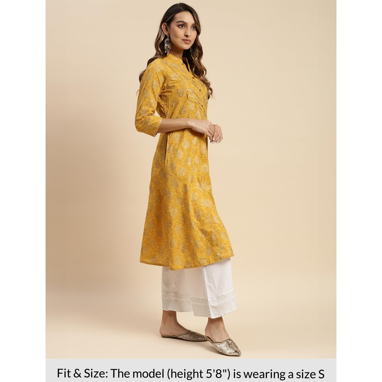 Rangita Yellow Cotton Calf Length Printed Flared Kurti For Women | Kurta For Women_3Xl