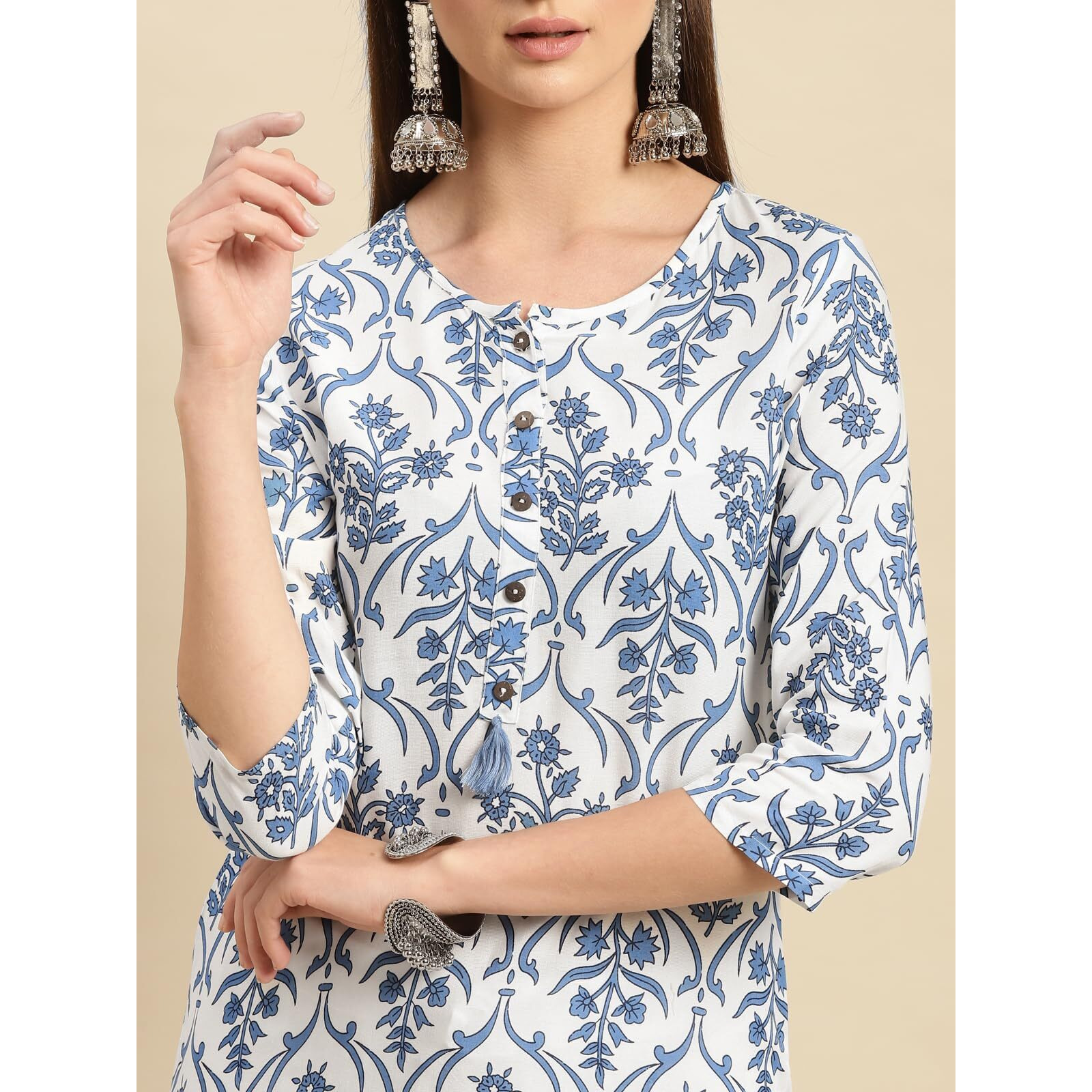 Rangita White Rayon Calf Length Printed Straight Kurti For Women | Kurta For Women_Xl