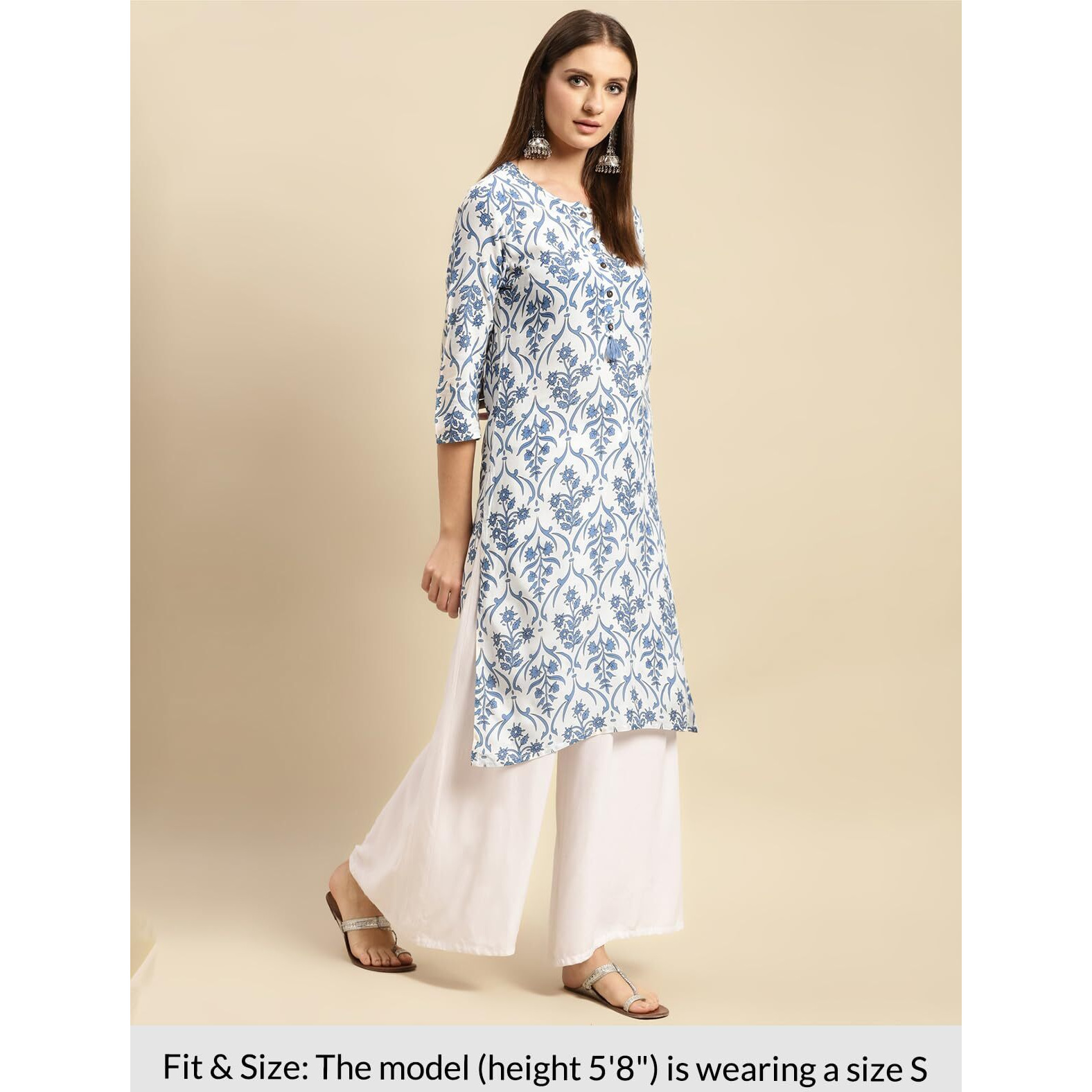 Rangita White Rayon Calf Length Printed Straight Kurti For Women | Kurta For Women_Xl