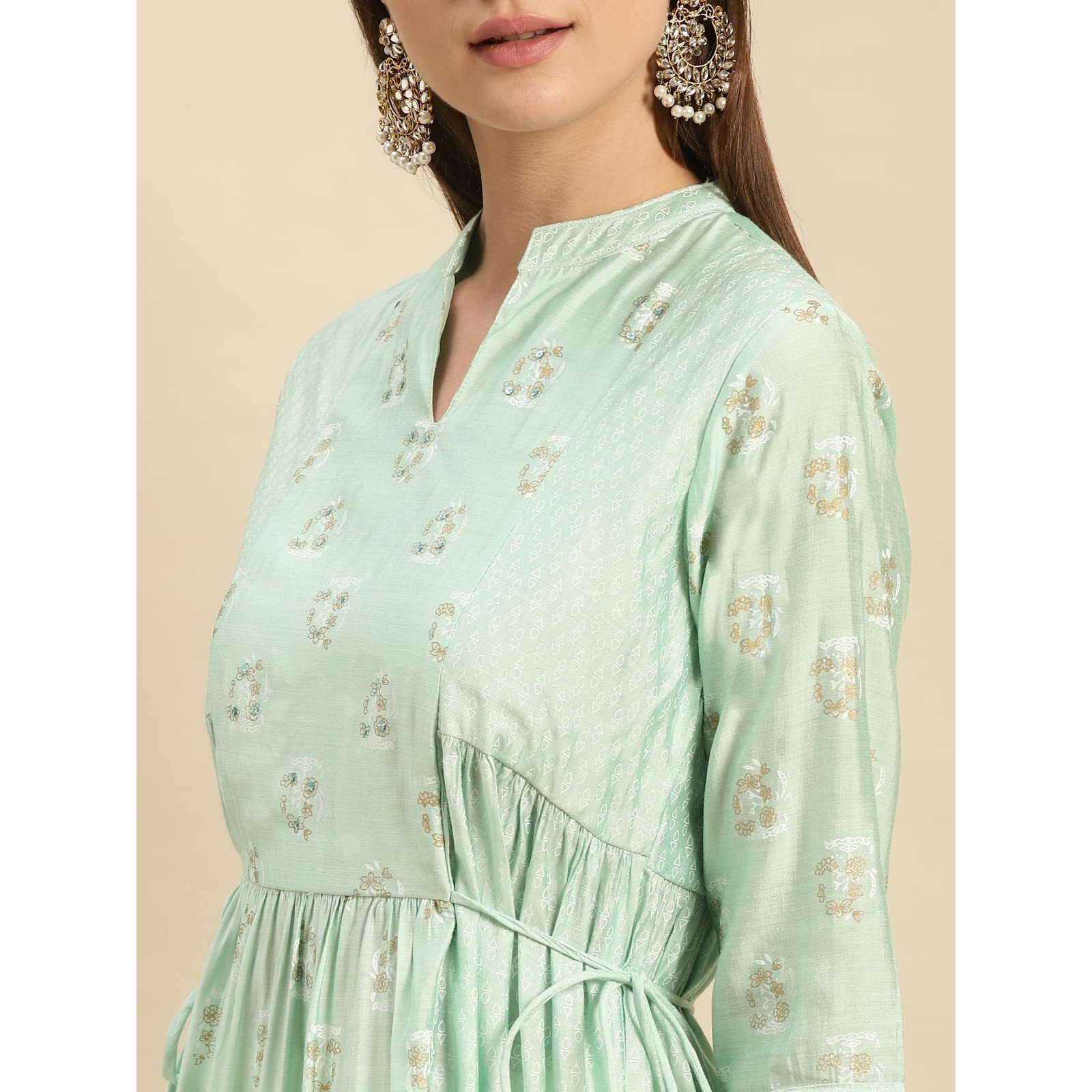 Rangita Mint Green Viscose Blend Calf Length Printed Flared Kurti For Women | Kurta For Women_3Xl