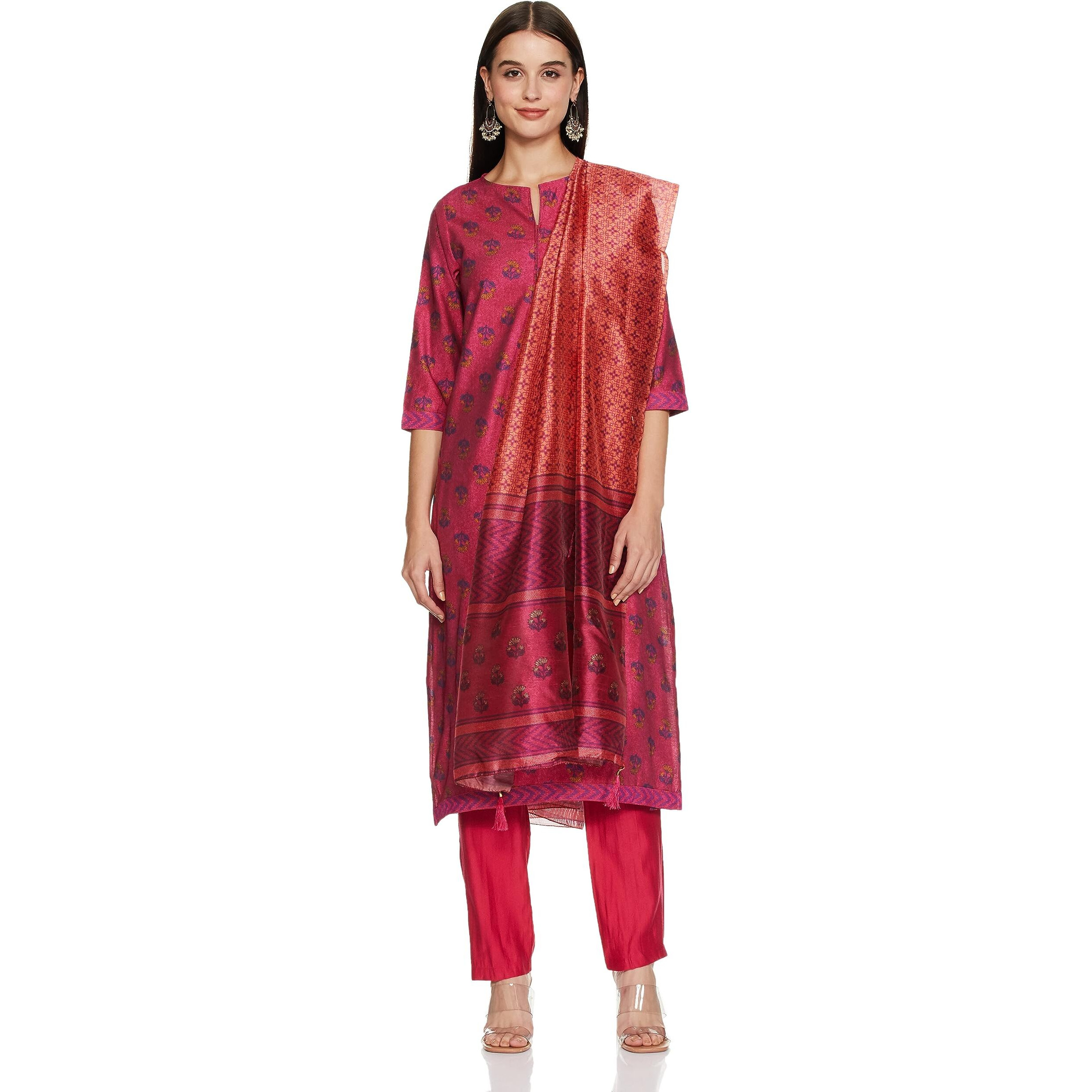 Ketch Women's Polyester Blend Kurta&Pant&Duppata (Khk3000803_Pink