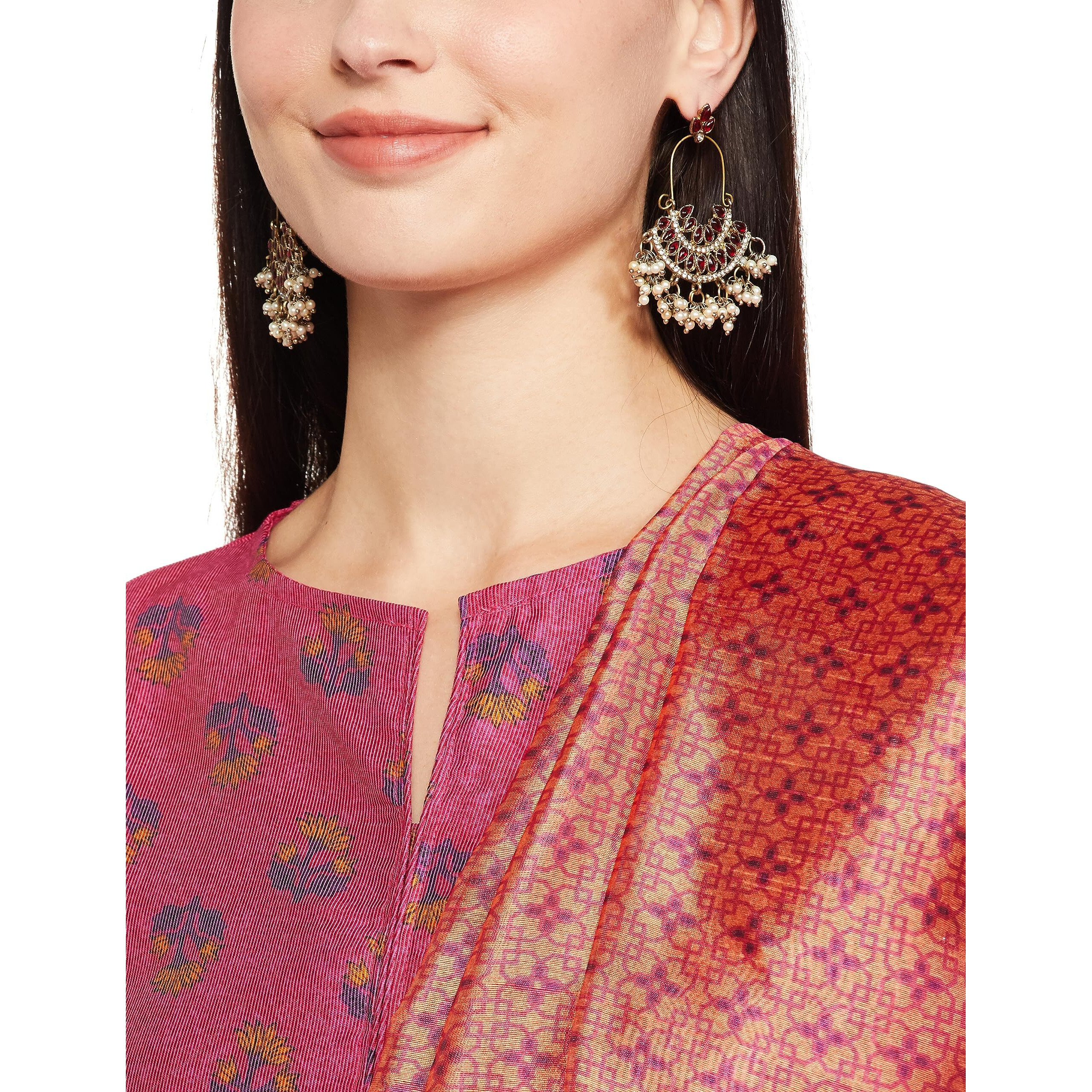 Ketch Women's Polyester Blend Kurta&Pant&Duppata (Khk3000803_Pink