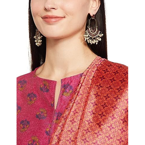 Ketch Women's Polyester Blend Kurta&Pant&Duppata (Khk3000803_Pink
