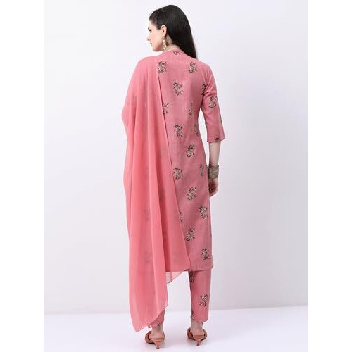 Ketch Women Polyester Kurta And Pant With Dupatta Set (Khk3000813_Pink, Large)