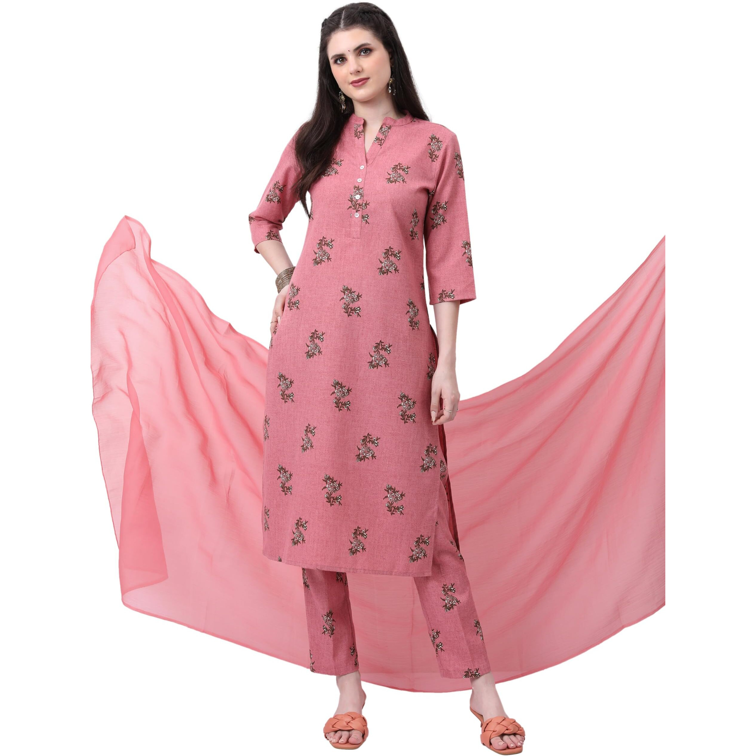 Ketch Women Polyester Kurta And Pant With Dupatta Set (Khk3000813_Pink, Xl)