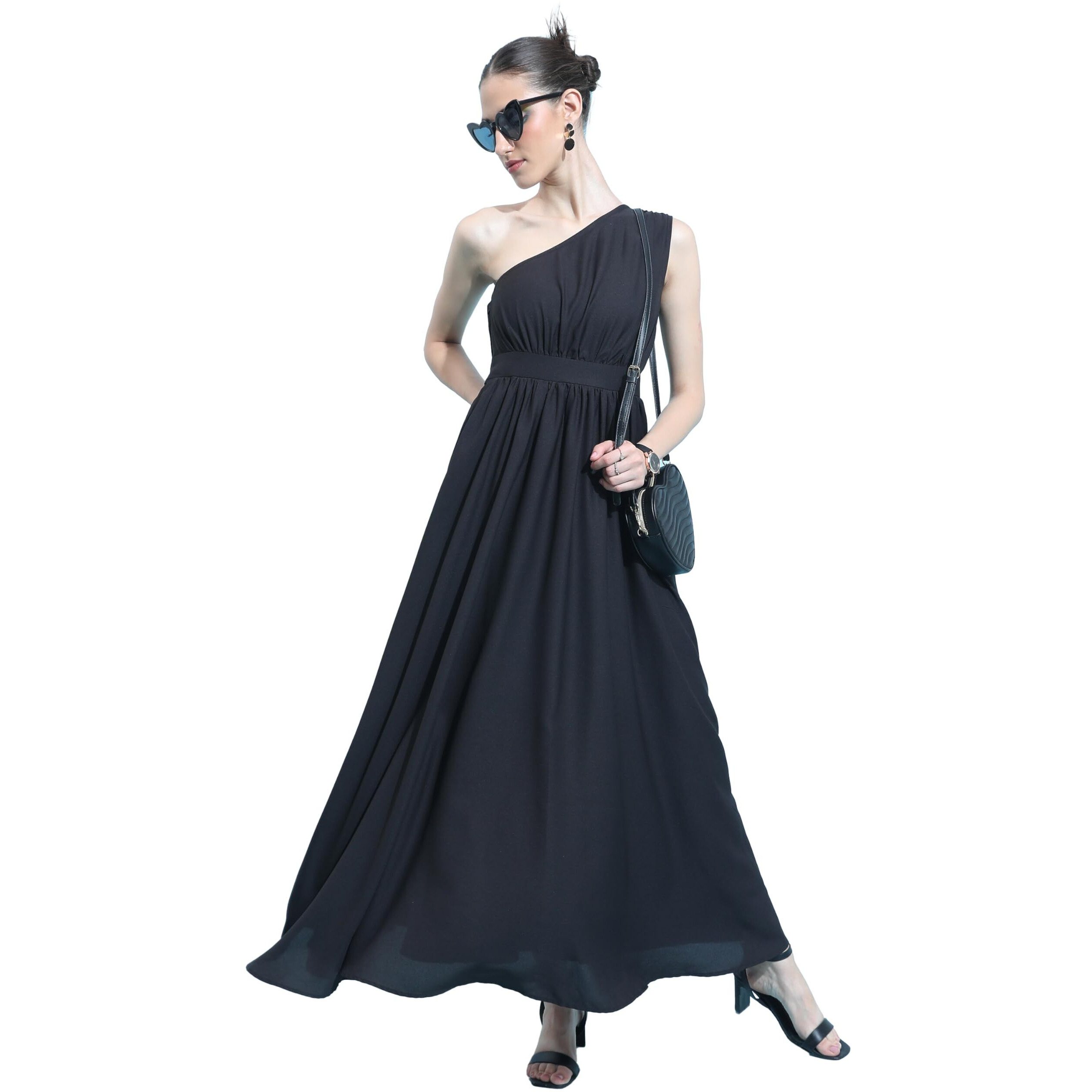 Ketch Cotton Blend Women Casual Fit Black Dress Maxi Khj6000351