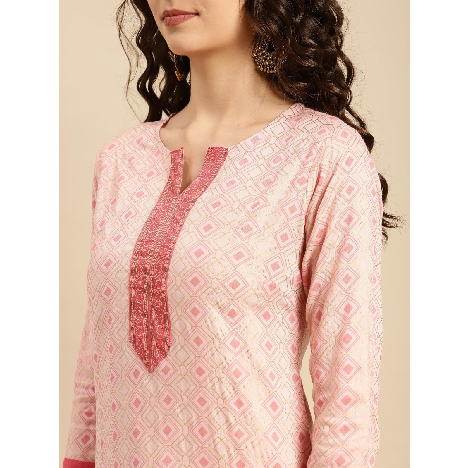 Rangita Peach Rayon Printed Straight Kurta With Pant | Kurta Set For Women_S