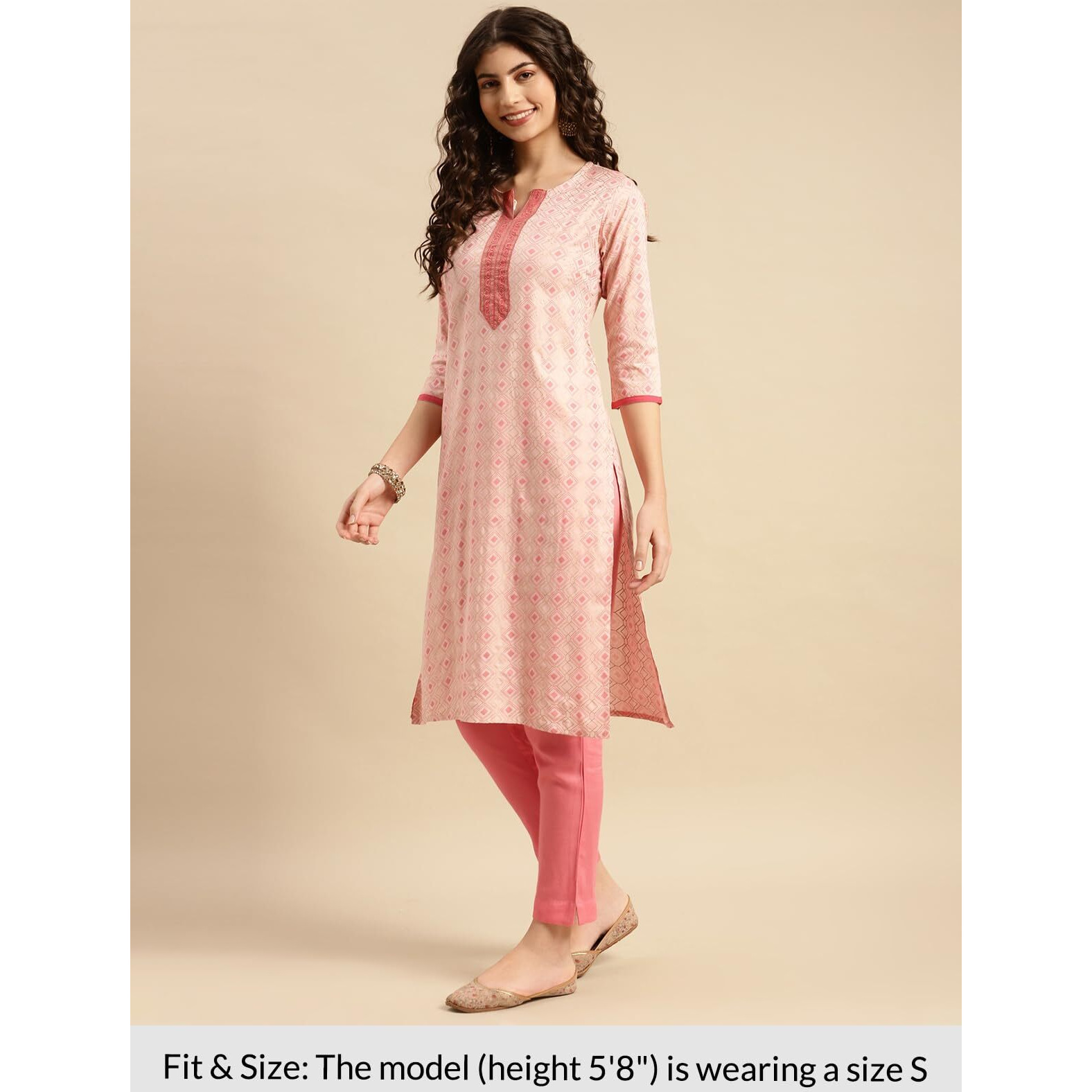 Rangita Peach Rayon Printed Straight Kurta With Pant | Kurta Set For Women_S