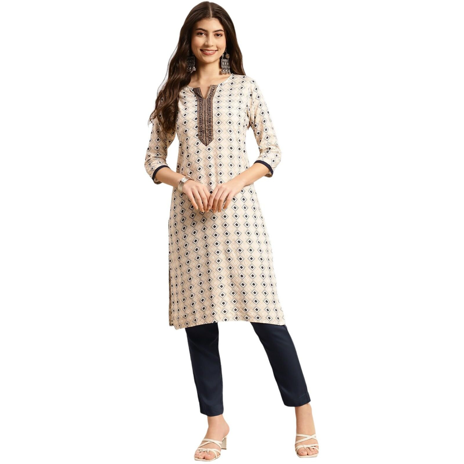 Rangita White Rayon Printed Straight Kurta With Pant | Kurta Set For Women_Xl