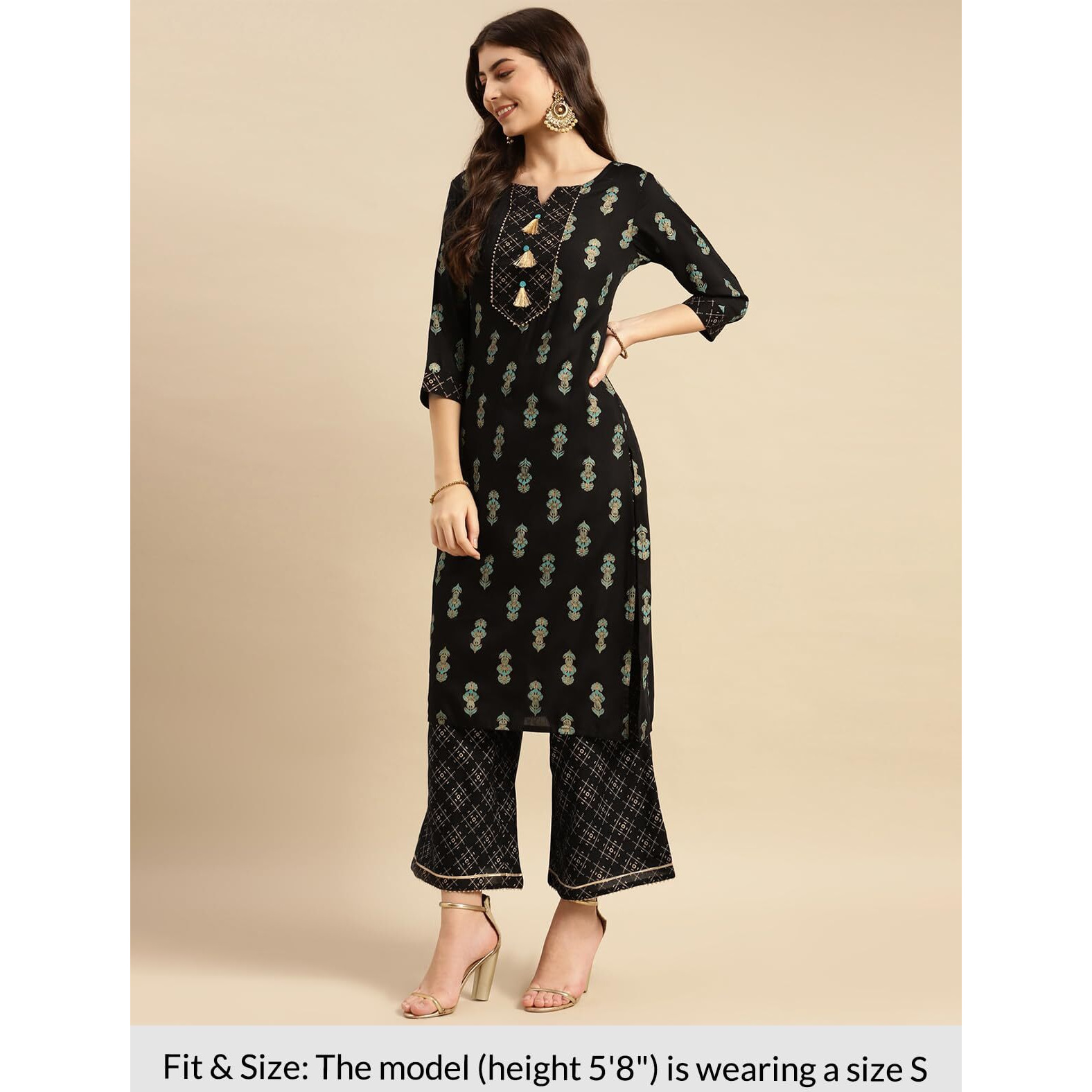 Rangita Black Rayon Printed Straight Kurta With Palazzo | Kurta Set For Women_2Xl