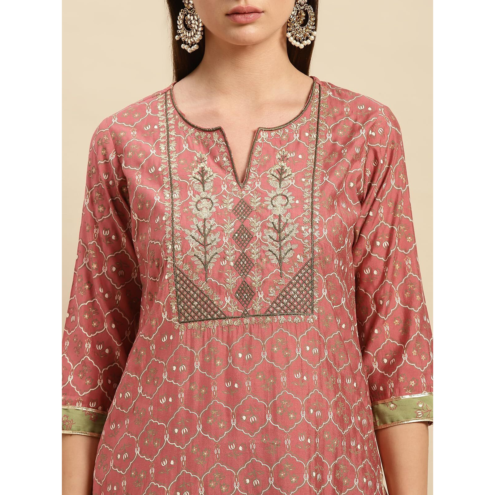 Rangita Peach Viscose Embroidered Straight Kurta With Pant | Kurta Set For Women_2Xl