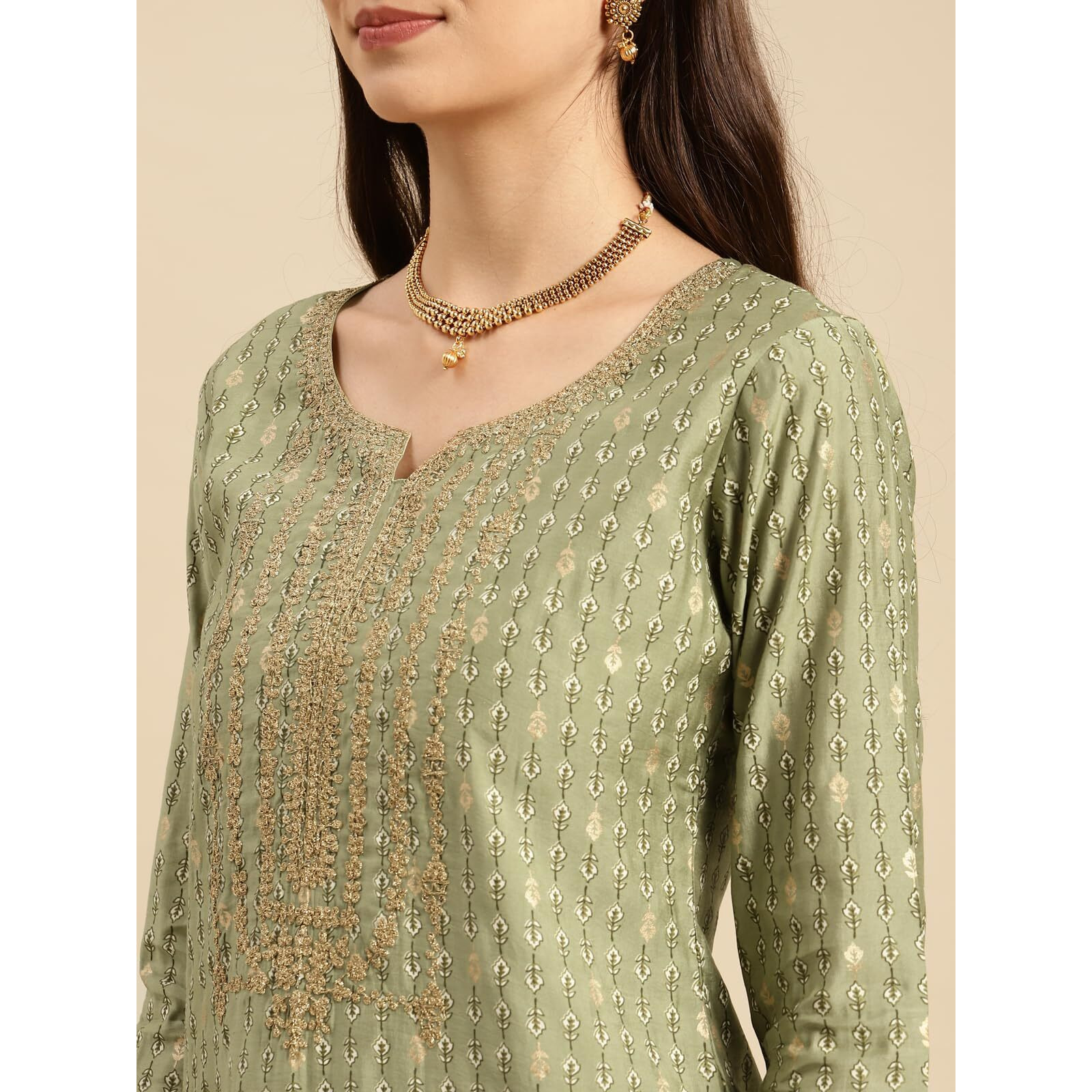 Rangita Green Viscose Embroidered Straight Kurta With Pant | Kurta Set For Women_S