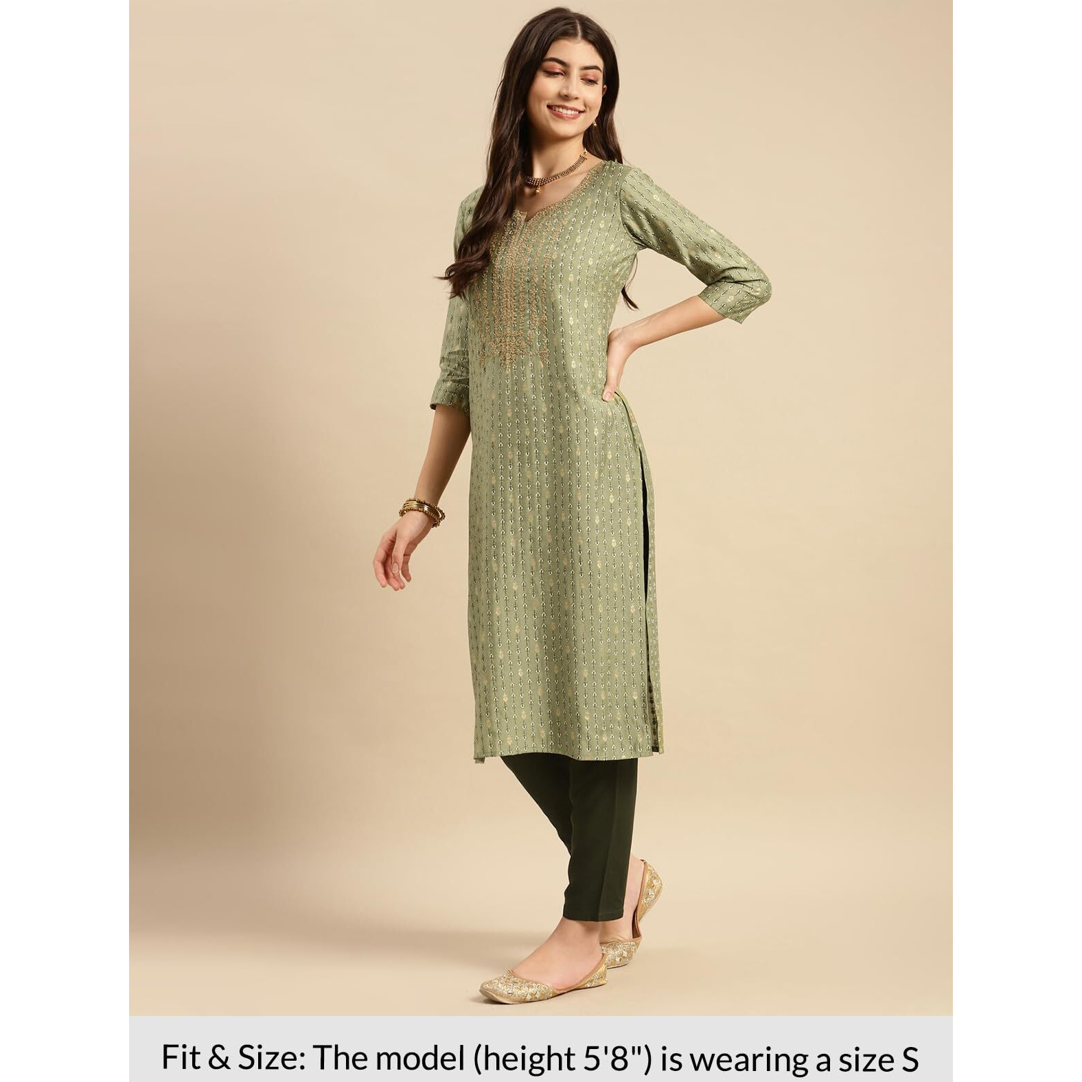 Rangita Green Viscose Embroidered Straight Kurta With Pant | Kurta Set For Women_S
