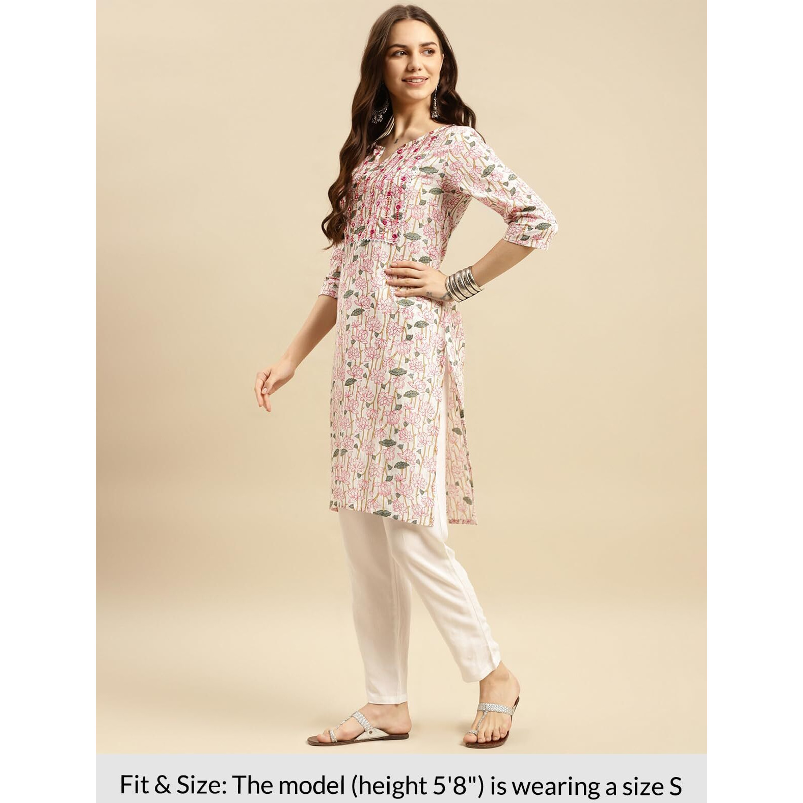 Rangita Pink Cotton Printed Straight Kurta With Pant | Kurta Set For Women_S