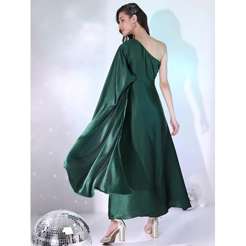 Ketch Women's Polyester Maxi Dress (Khj6000423_Green