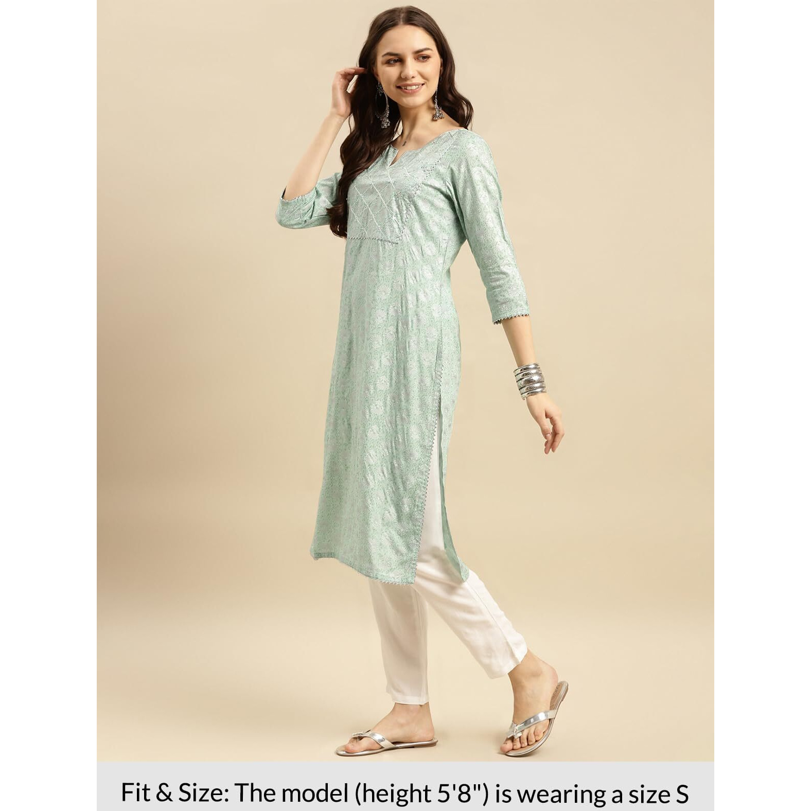 Rangita Mint Green Rayon Calf Length Embellished Straight Kurti For Women | Kurta For Women_2Xl