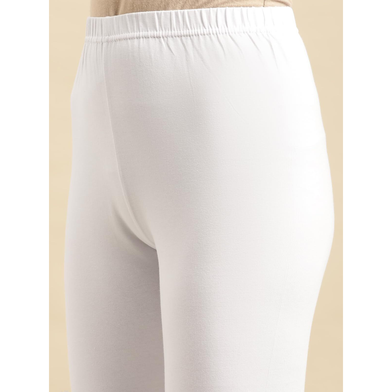 Rangita Women Cotton White Solid Full Length Churidar, S