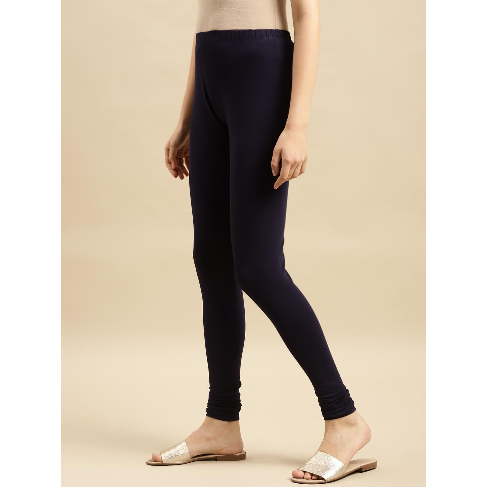 Rangita Women Cotton Navy Blue Solid Full Length Churidar, M