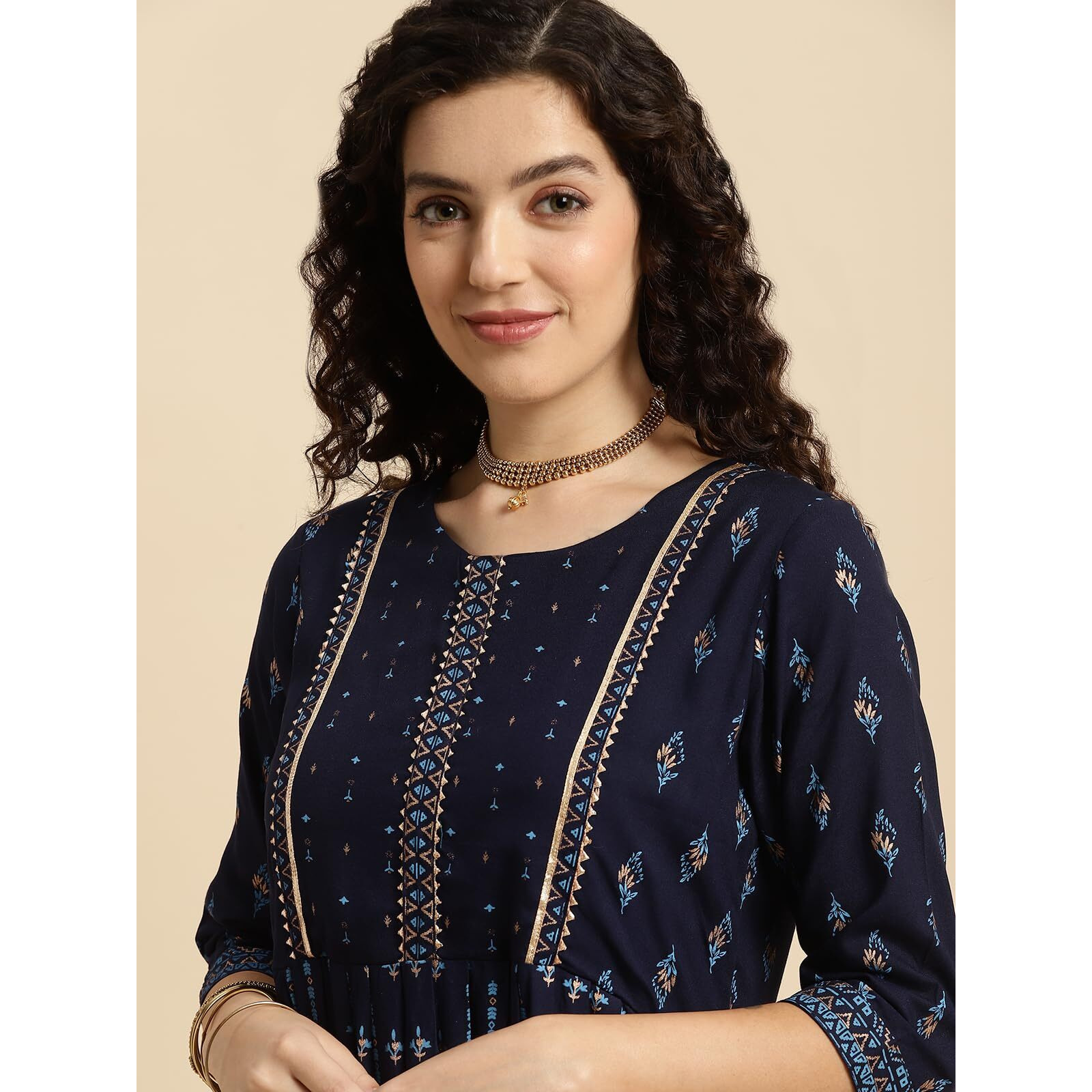 Rangita Indigo Rayon Calf Length Printed Anarkali Kurti For Women | Kurta For Women_2Xl