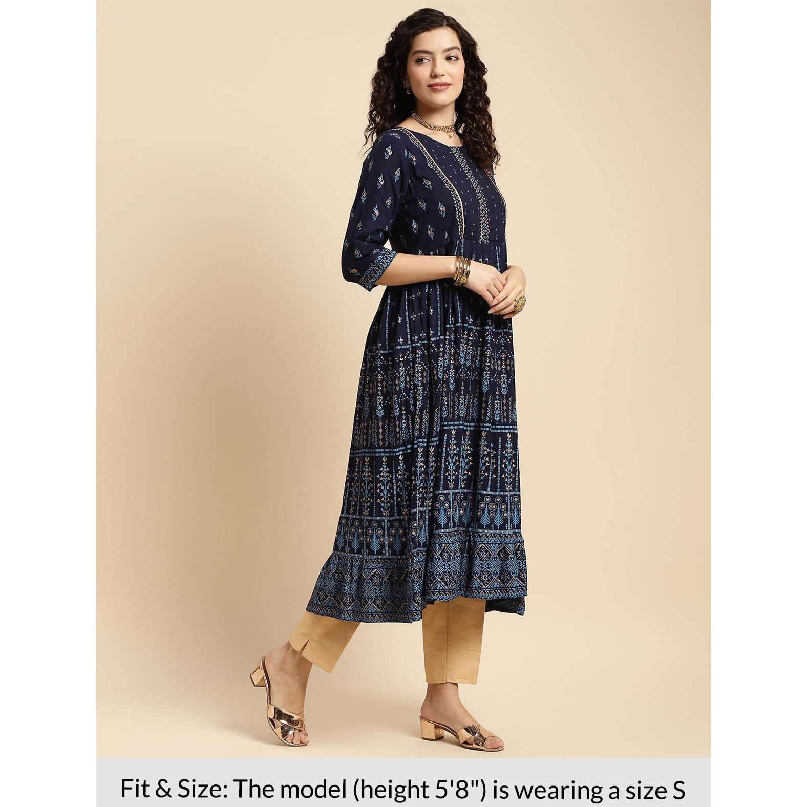 Rangita Indigo Rayon Calf Length Printed Anarkali Kurti For Women | Kurta For Women_2Xl