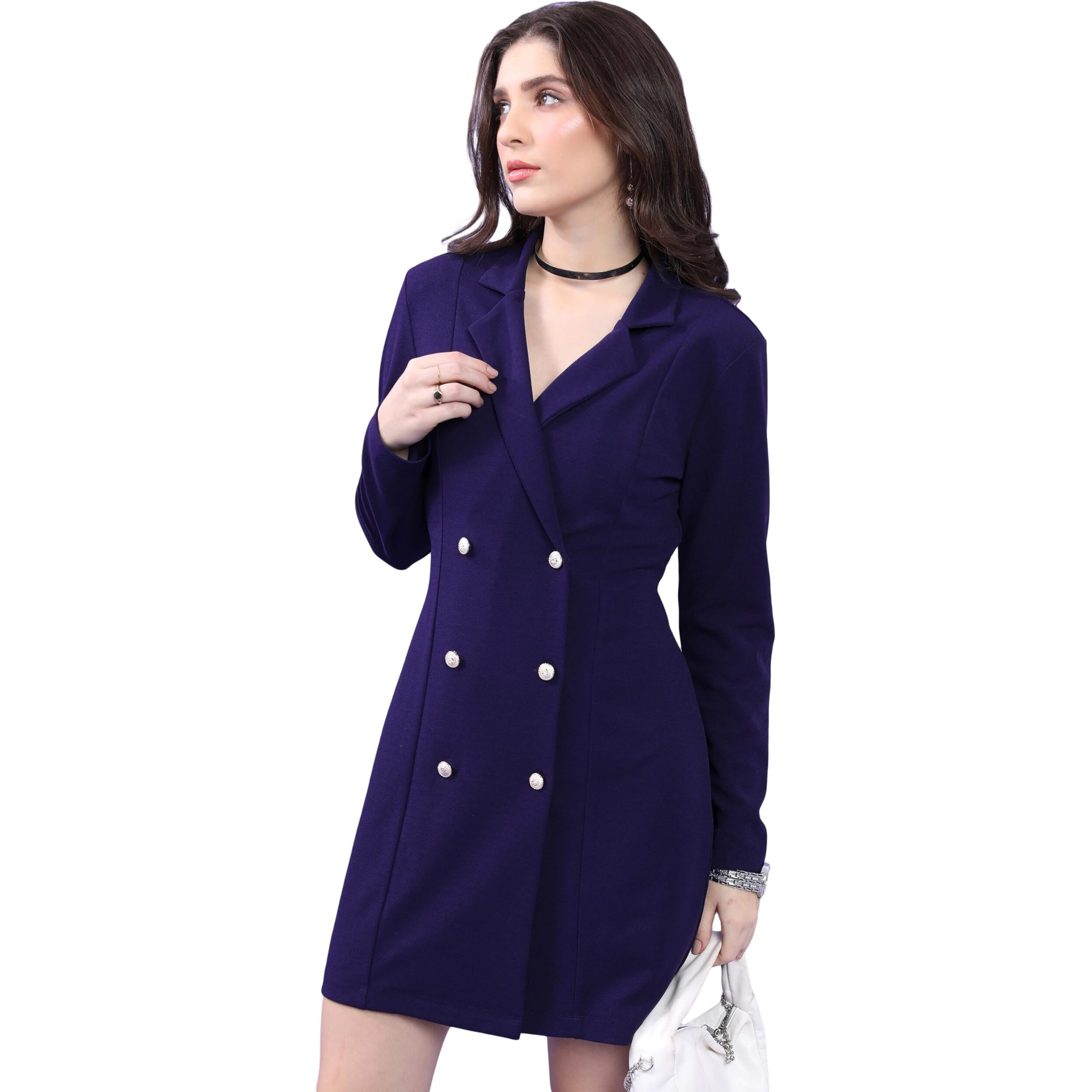 Ketch Women's Polyester Blend Wrap Mini Dress (Khj6000444_Navy