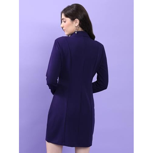 Ketch Women's Polyester Blend Wrap Mini Dress (Khj6000444_Navy