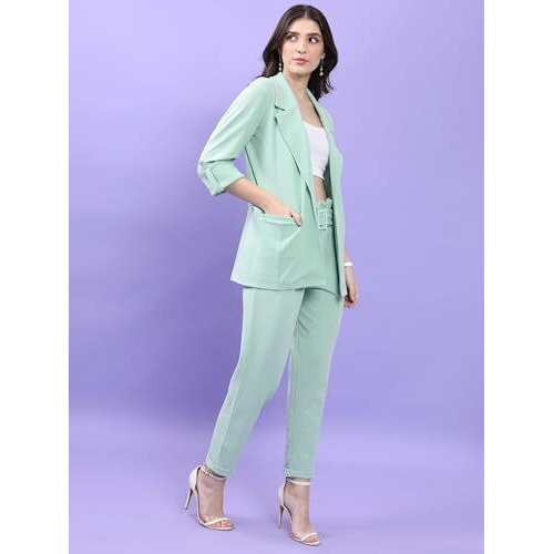 Ketch Cotton Blend Women Party Fit Green Co-Ord Set Maxi Dress (Khce000085